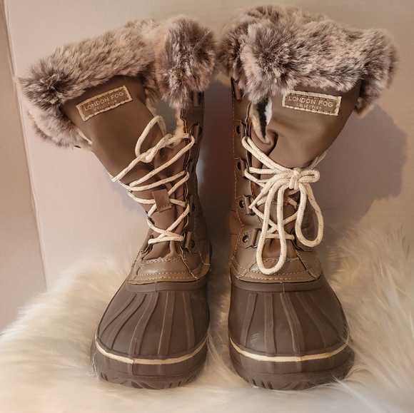 London Fog Kids Fur-Lined Winter Boots - Brown - Picture 2 of 5